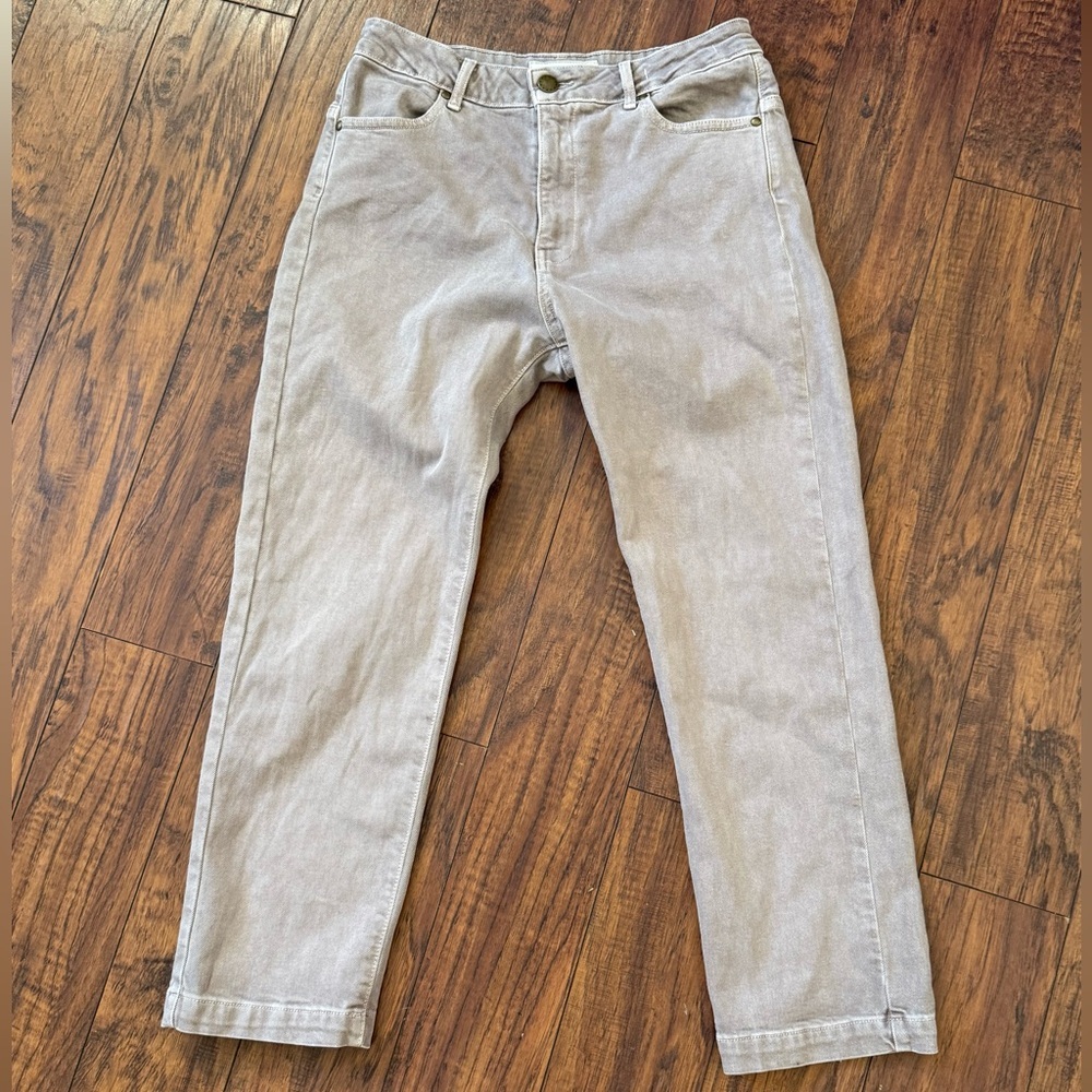 THE GREAT. the Rambler Cropped Beige Cotten stretch denim Straight Jeans | 26 - Picture 3 of 8
